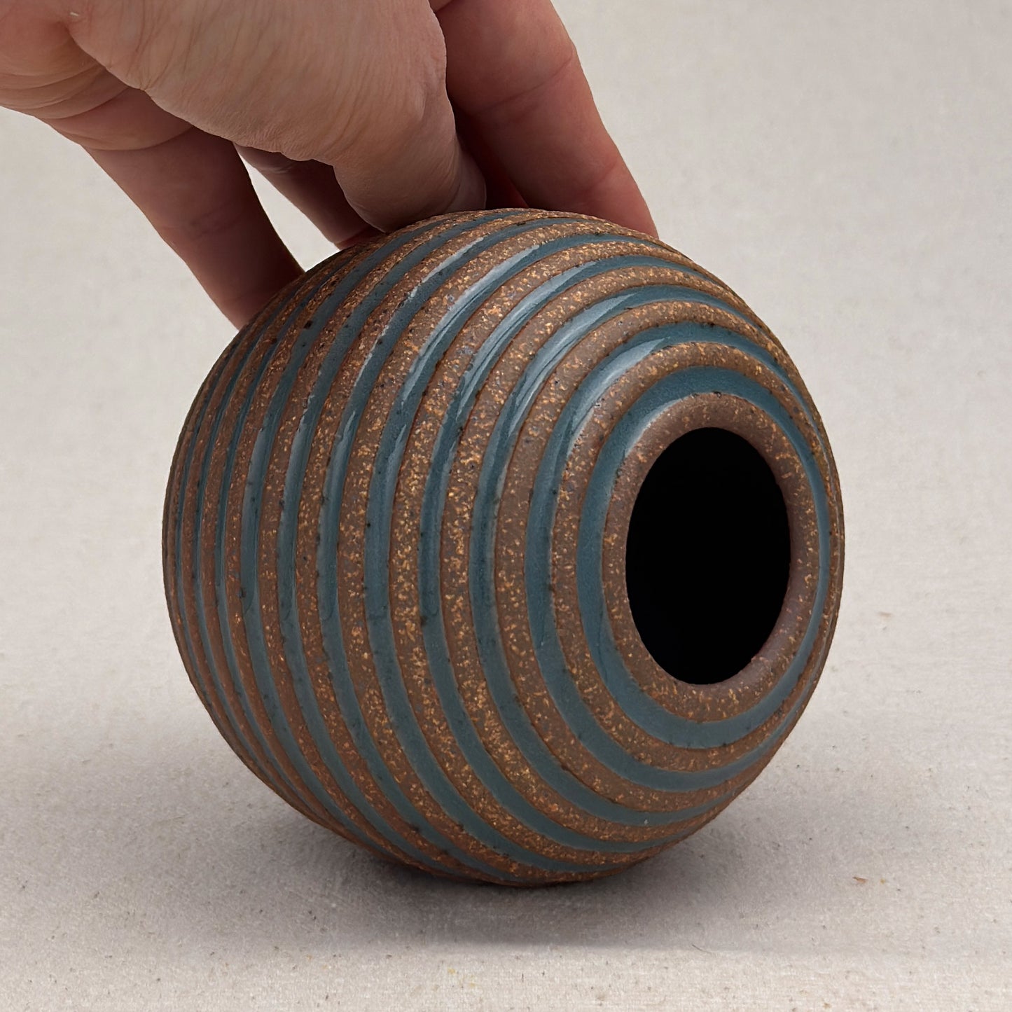 Small Blue Stripe Round Vase