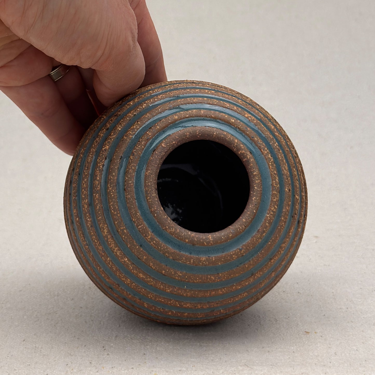 Small Blue Stripe Round Vase