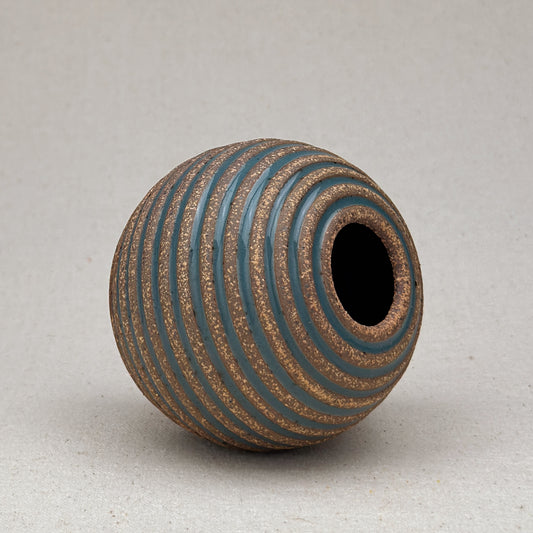 Small Blue Stripe Round Vase