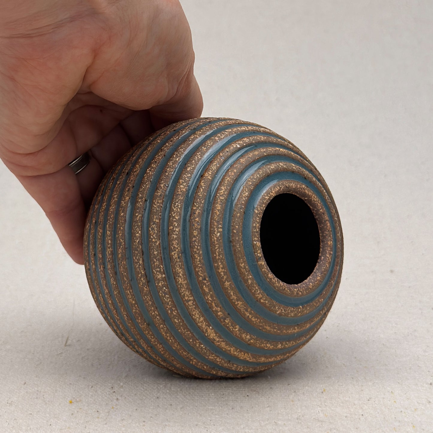 Small Blue Stripe Round Vase