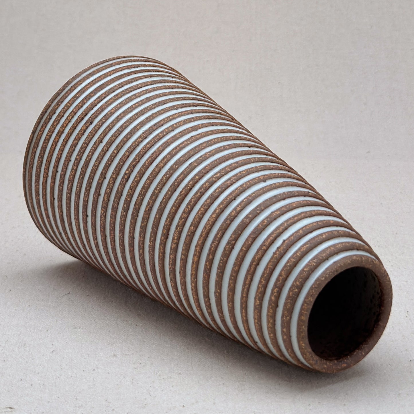 Large White Stripe Cone Vase