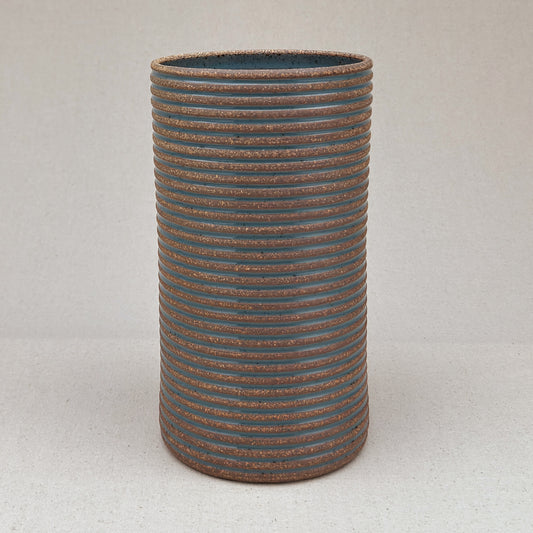 Extra Large Blue Stripe Cylinder Vase
