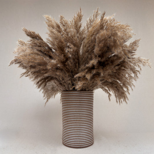 Extra Large White Stripe Cylinder Vase