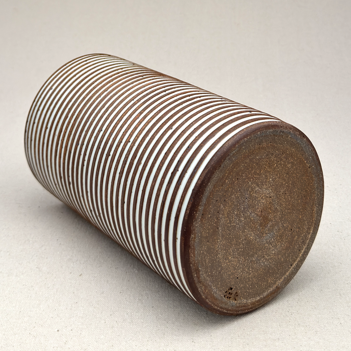 Extra Large White Stripe Cylinder Vase