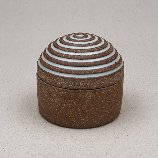 Small White Stripe Round Top Jar