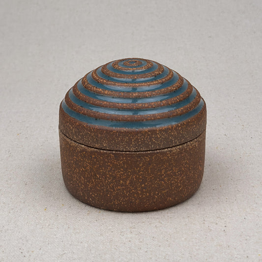 Small Blue Stripe Round Top Jar
