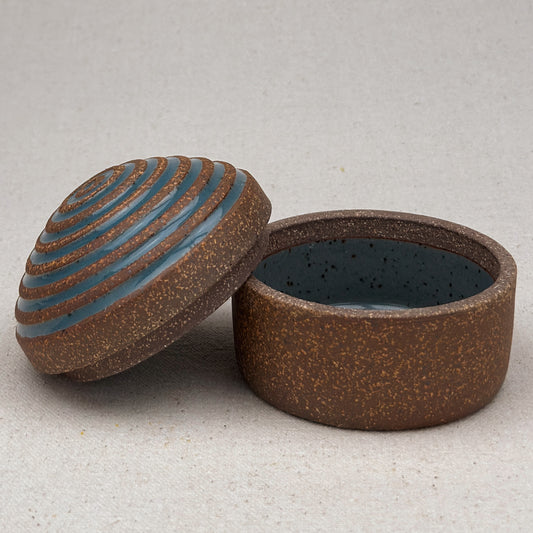 Small Blue Stripe Round Top Jar