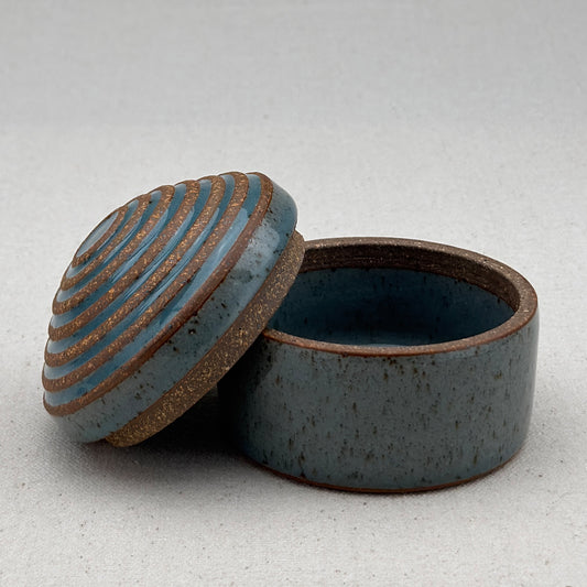 Small Blue Stripe Round Top Jar