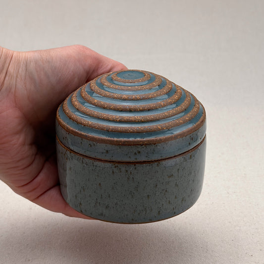 Small Blue Stripe Round Top Jar