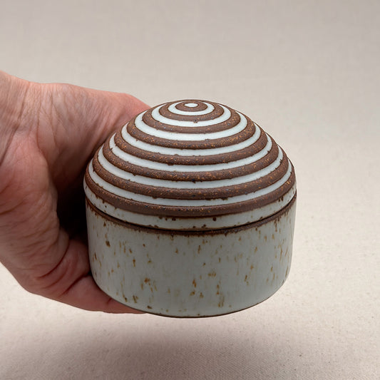 Small White Stripe Round Top Jar