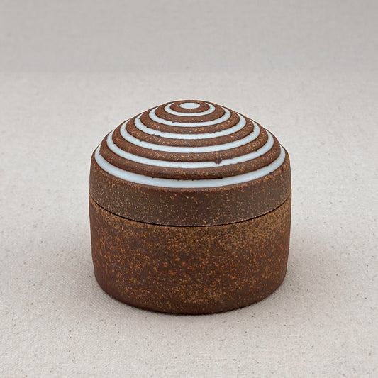 Small White Stripe Round Top Jar