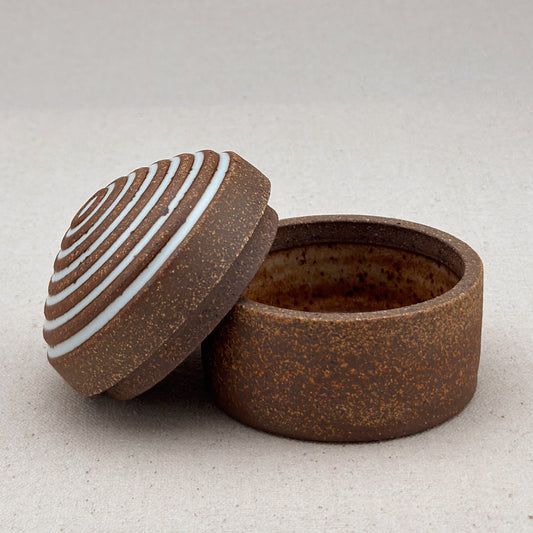 Small White Stripe Round Top Jar