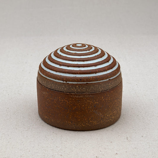 Small White Stripe Round Top Jar