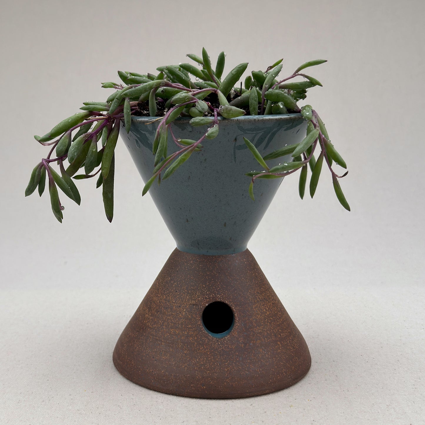 Medium Speckled Blue Angular Pedestal Planter