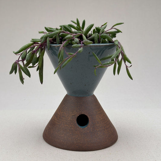 Medium Speckled Blue Angular Pedestal Planter