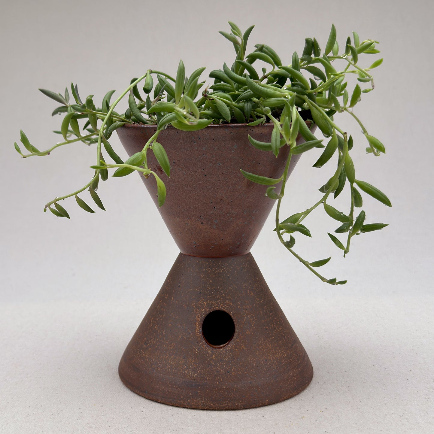 Medium Speckled Shino Angular Pedestal Planter