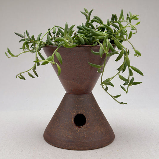 Medium Speckled Shino Angular Pedestal Planter