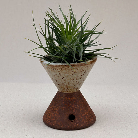 Small Speckled White Angular Pedestal Planter