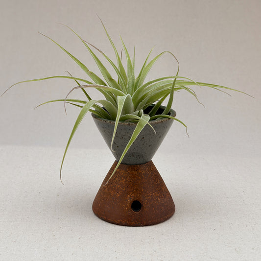 Small Speckled Blue Angular Pedestal Planter