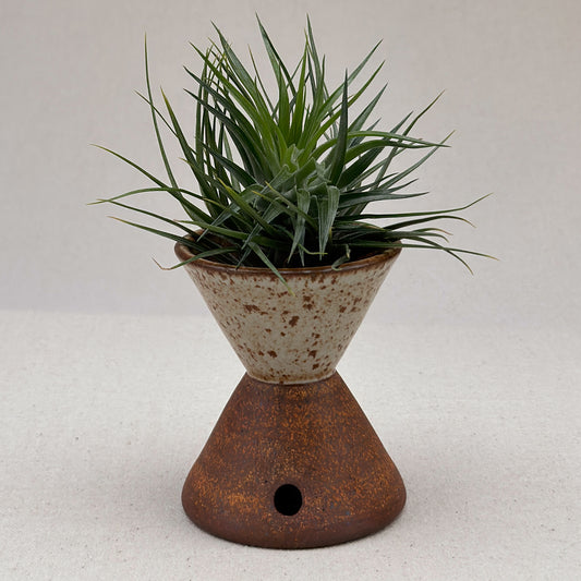 Small Speckled White Angular Pedestal Planter
