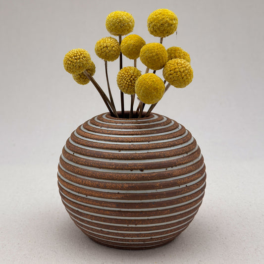 Small White Stripe Round Vase