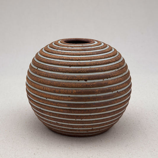 Small White Stripe Round Vase