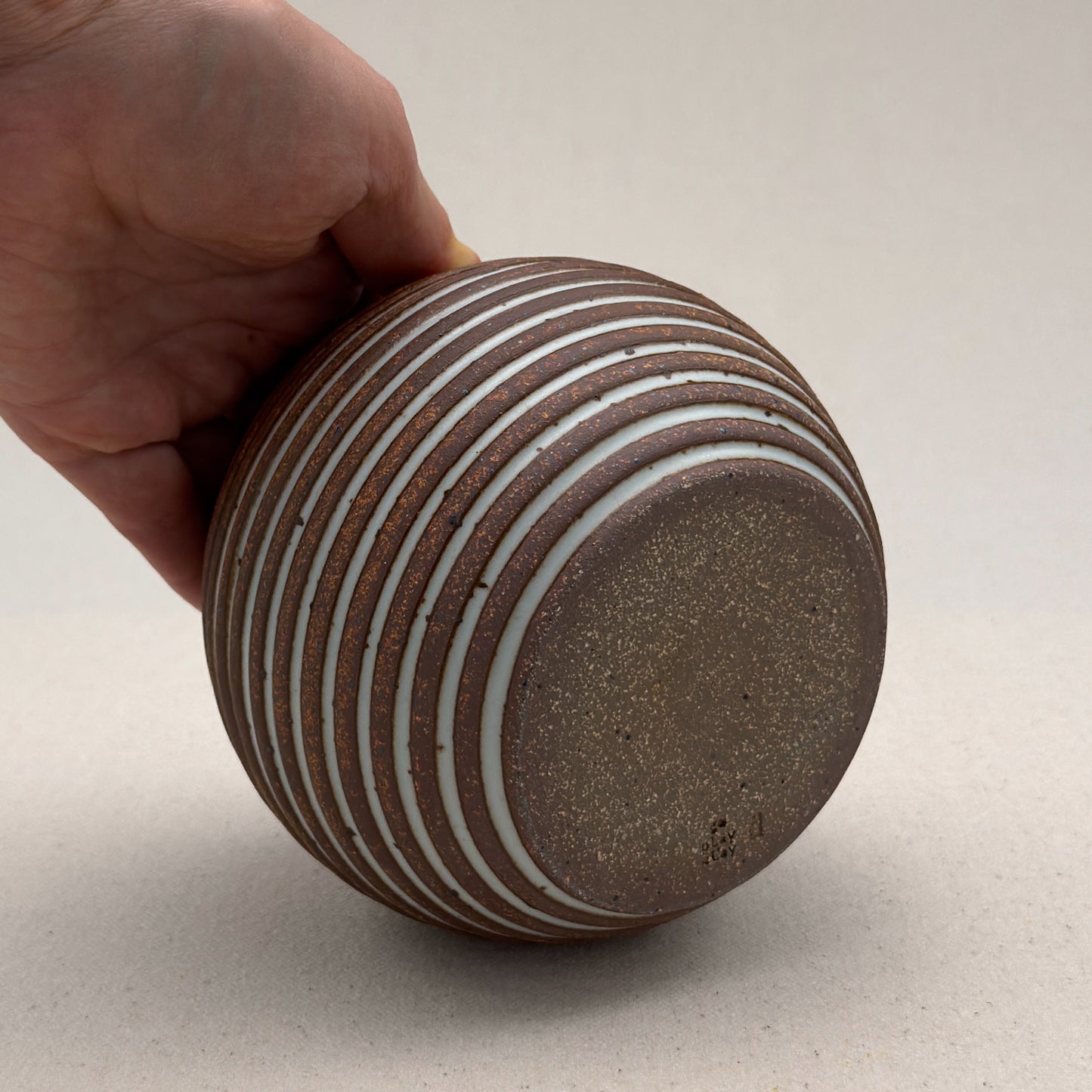 Small White Stripe Round Vase
