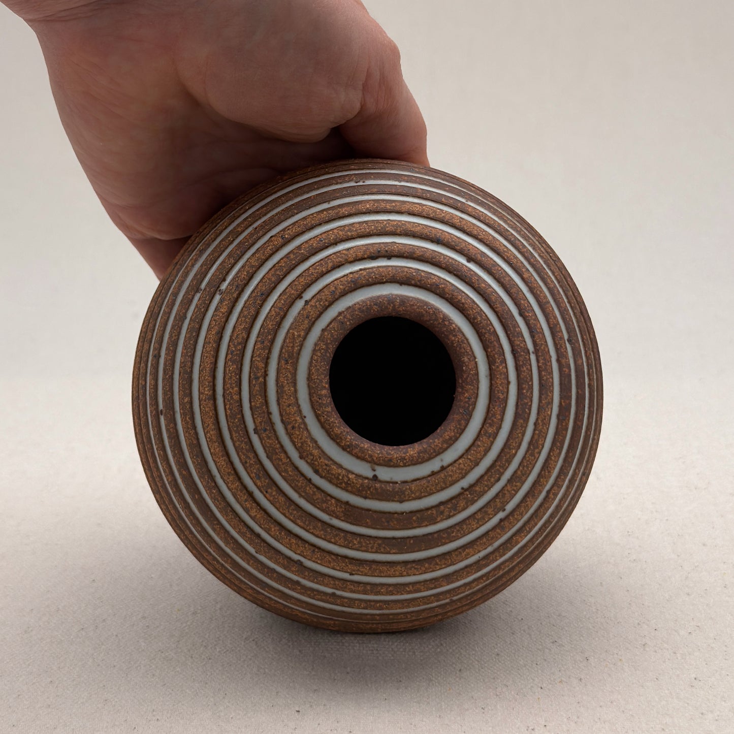 Small White Stripe Round Vase