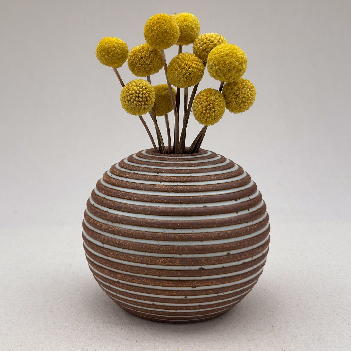 Small White Stripe Round Vase