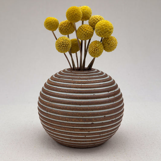 Small White Stripe Round Vase
