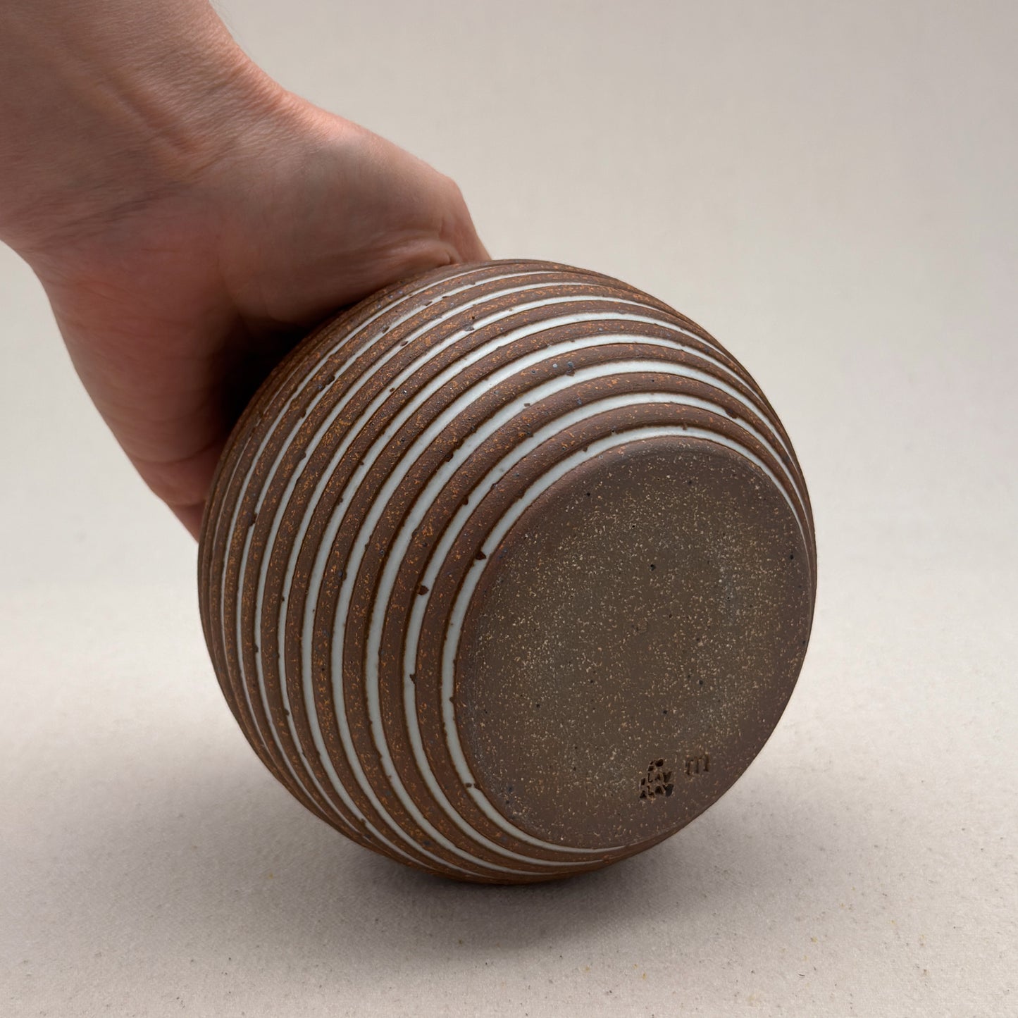 Small White Stripe Round Vase
