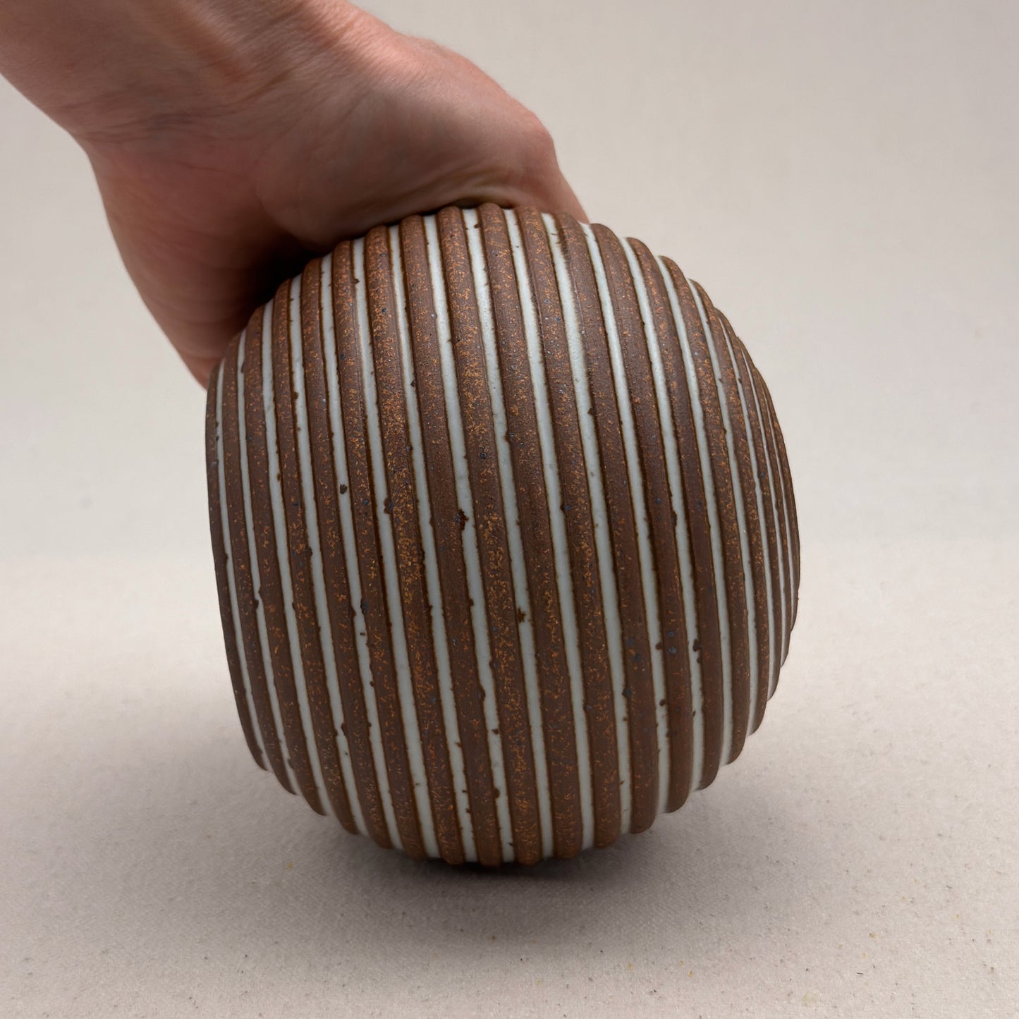 Small White Stripe Round Vase