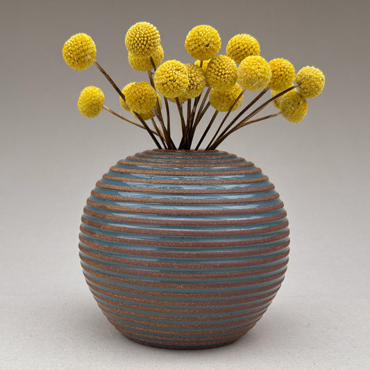Medium Blue Stripe Round Vase