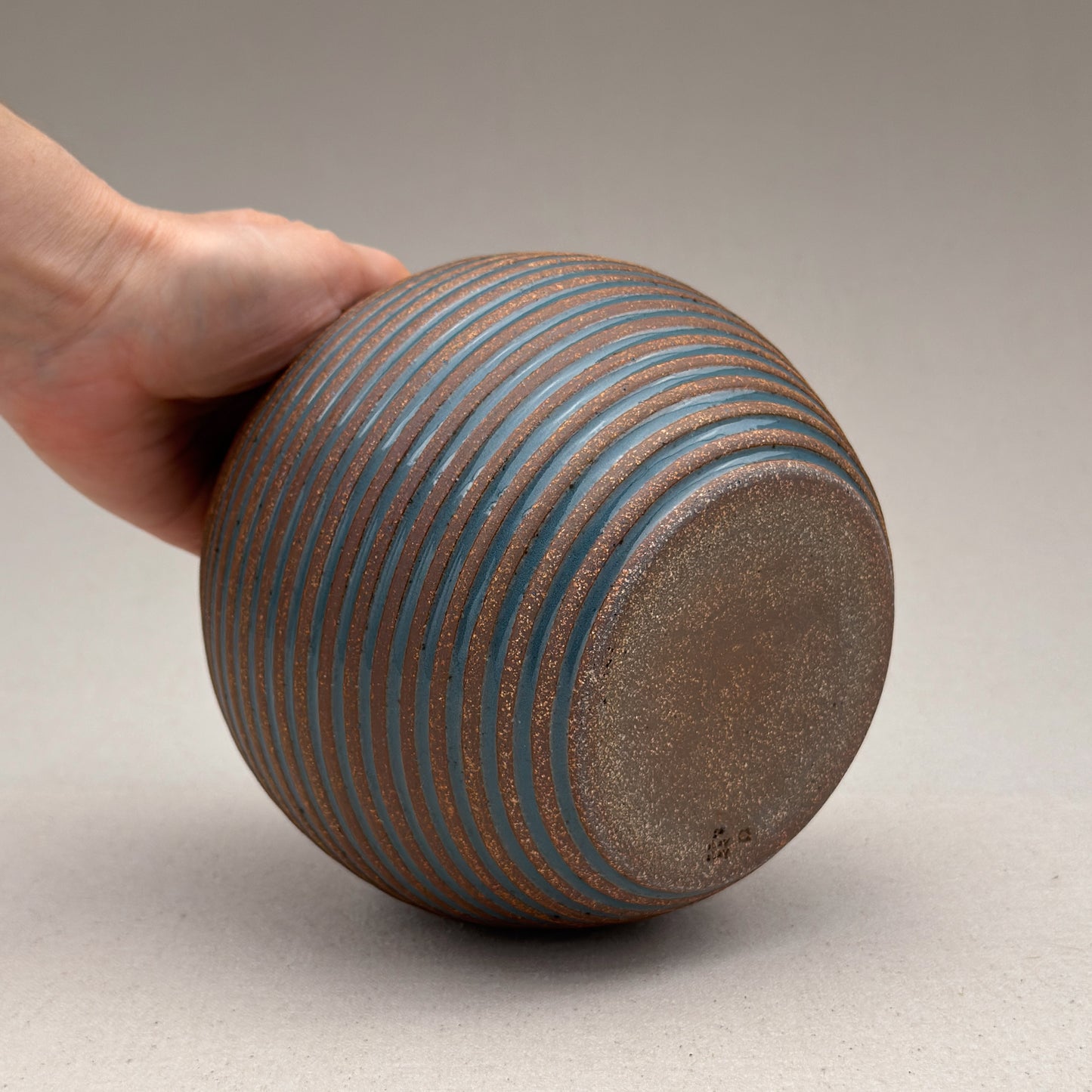 Medium Blue Stripe Round Vase