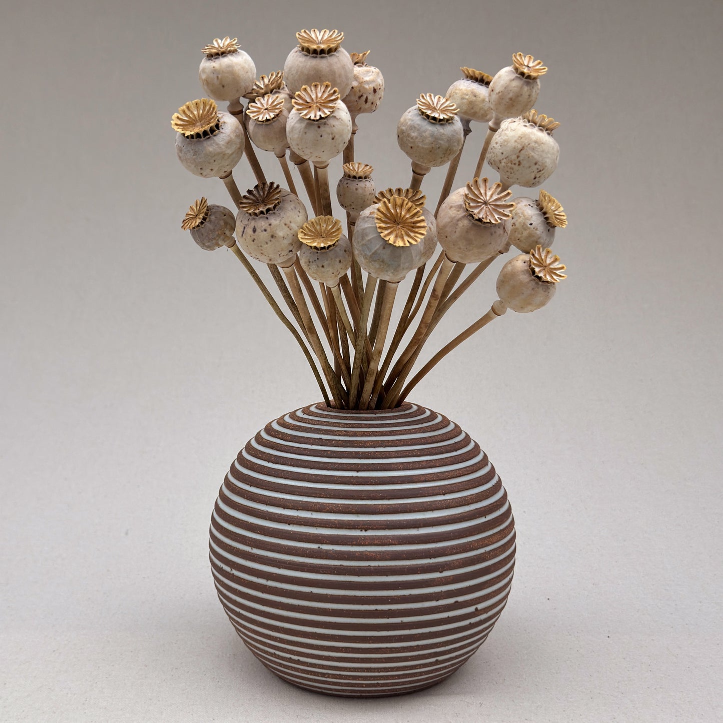 Medium White Stripe Round Vase