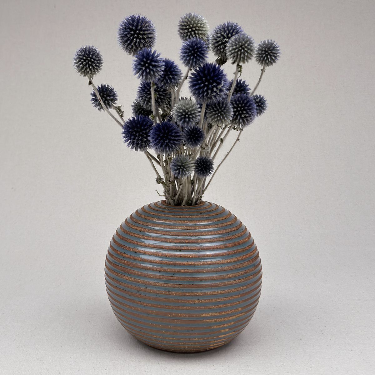 Medium Blue Stripe Round Vase