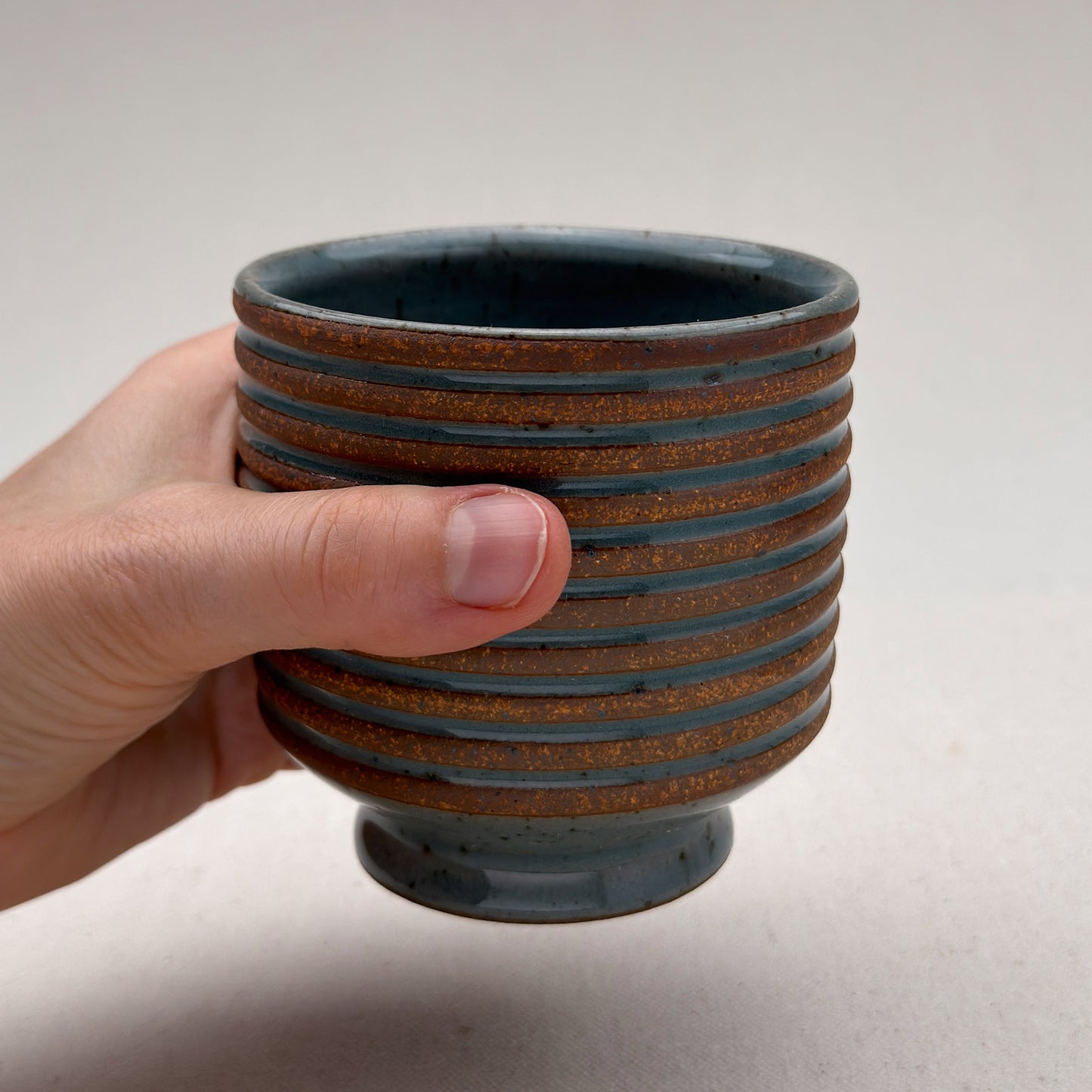 Blue Striped Ceramic Cup